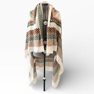 BP Nordstrom Womens Southwestern Geometric Square Wrap Scarf Cowgirl Layer OS